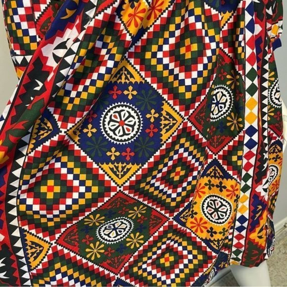 Hand Crafted Quilted Patchwork Printed Dress Bold Bright color One size - Picture 4 of 14